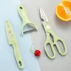 Tijeras de Cocina Juego de Cuatro Piezas Pelador Cuchillo de Fruta Dormitorio de Estudiante Portátil Juego de Tres Piezas Tabla de Cortar para el Hogar Cuchillo de Fruta