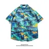 Camisa floral de manga corta para hombre y mujer, vacaciones de verano en la playa hawaiana, 60 colores, manga corta tipo casquillo, camisa de caída libre, venta al por mayor de fábrica transfronteriza