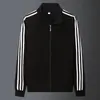 Sudadera con cremallera estilo cárdigan con cuello alto, engrosada para abrigar, diseño versátil, con tres franjas, top casual, unisex, y adecuada para parejas