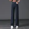 Jeans Wide Leg Feminino 2026 Primavera/Outono Novo Calça Reta Emagrecedora de Cintura Alta para Mães de Meia-Idade