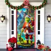 2026 Nueva Cortina de Puerta Navideña Bandera Decoración de Fondo del Monstruo Verde Grinch Navideño para Exteriores Tela Colgante Cubierta de Puerta