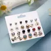 Pendientes de Combinación de Perlas Redondas de Imitación de Flor y Diamante, Varios Meses, Set de Pendientes, Europeos y Americanos de Venta Caliente Transfronteriza, 12 Pares