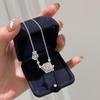 Collar de Doble Rosa de Diamantes Retro Estilo Francés para Mujer Pulsera Elegante de Camelia de Lujo Ligero Anillo de Flor Antigua Familia Xiao Xiang