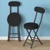 Silla Plegable Taburete Pequeño Uso en Casa Taburete Plegable Resistente Taburete Alto Taburete Sencillo con Respaldo Taburete Redondo Portátil
