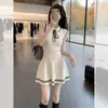 Vestido de punto de seda helada coreana para mujer, atuendo chic de estilo francés para verano, elegante y hermoso, deslumbrantemente hermoso, estilo universitario