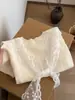 Camiseta Base de Encaje para Mujer de Punto Fino Hueco Estilo Suave de Manga Corta, Camiseta Interior Elegante de Seda Helada para Primavera y Verano