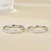 Anillos de Pareja de Estrella de Cuatro Puntas de Plata de Ley S925, un Par de Anillos de Estrella Estilo Coreano con Textura de Hielo Triturado, Anillos Ajustables de Nicho al por Mayor