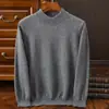 Nuevo Suéter de Lana Australiana de Cuello Redondo para Hombre de Primavera y Otoño Top Casual Camiseta Base de Color Sólido Suéter de Punto Versátil para Hombre