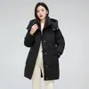 Chamarra de plumas auténtica para mujer, nuevo estilo 2026, de longitud media, moda coreana, corte holgado, plumón de pato blanco, engrosada, talla grande