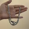 Vela Aromática Dulce Tipsy Lujo Elegante, Collar Versátil de Perlas en Forma de Corazón, Diseño de Nicho, Cadena de Clavícula de Gama Alta