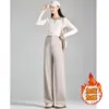 Calça de Maternidade Outono e Inverno Novo Estilo Calça de Maternidade Sem Suporte Barriga Cordão Lateral Solta Com Veludo Adicional Espessada Calça de Maternidade de Perna Larga