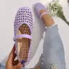 Zapatos Mary Jane Multicolores de Estilo Sencillo para Mujer, con Correa Única Ajustable y Parte Superior de Malla Hueca, Planos de Talla Grande