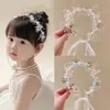Corona de Flores de Princesa Estilo Bosque para Niños, Diadema de Flores Super Hada para Niña de las Flores de Boda, Exquisita Diadema Pasador para Niñas