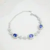 Pulsera de Plata S925 con Zafiro Cultivado Estilo Princesa Diana Girasol Lujo Ligero Regalo de Banquete de Alta Gama Accesorio Venta al por Mayor