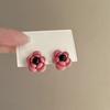 2025 Nuevos Aretes de Camelia Rosa Francesa para Mujer Lujo Ligero Nicho Más Fácil de Combinar Temperamento Aretes de Flor al Por Mayor