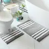 Felpudo para Baño Transfronterizo Simple Rayado Antideslizante Felpudo para Puerta Juego de Dos Piezas Alfombra para Baño Esterilla en Forma de U Resistente a la Suciedad Felpudo