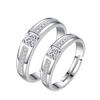 Anel de Casamento de Casal Diamante Aberto Artificial Anel Feminino Anel de Casamento Par de Anéis Casamento Falso Design de Nicho Ajuste