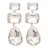 Pendientes de Plata Aguja Diamante Cuadrado Gota de Agua Borla Pendientes Ligeros de Lujo Sentido Avanzado Personalidad Elegante Elegantes Pendientes Sentido de Diseño Nicho