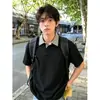 Camisa polo de manga corta con estampado de pata de gallo Cleanfit para hombre, camiseta de verano texturizada con tacto fresco y cuello camisero, elegante y casual de media manga