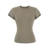 Camiseta redonda de manga curta, elegante e simples, com ajuste na cintura, para mulheres 2026, top básico versátil branco, slim fit