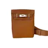 26 Modelos Nuevos de Bolso de Pecho de Piel de Vaca de Primera Capa Togo con Cerradura Cuadrada, Riñonera Unisex de Piel Genuina, Bolso Cruzado para Hombro, Mochila de Moda