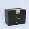 Nuevo cajón de hardware de alta gama caja de joyería de cuero PU fabricantes de Jinhua caja de joyería con ventana de 4 capas espejo de tocador incorporado