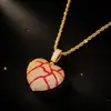 Collar de Hip-Hop de Moda para Hombre con Colgante de Corazón Roto de Personalidad Creativa Europea y Americana, Cobre Incrustado con Circonita, Completamente Diamantado, Joyería