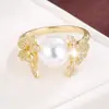 Anel Borboleta de Zircônia Fresco e Elegante Estilo Influenciador com Toque de Luxo, Anel Feminino de Cobre Puro da Moda, Atacado do Fabricante