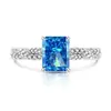Transmisión en Vivo Venta Caliente Anillo Rectangular Trenzado Corte Flor de Hielo Incrustado con Gemas de Colores Anillo de Diamante de Alto Carbono Joyería Envío Directo