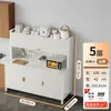 Estante de cocina de pie multicapa, gabinete para horno de microondas, aparador multifuncional de acero al carbono, encimera de losa de roca, gabinete