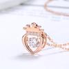 Collar inteligente en forma de corazón para mujer Cadena de clavícula de plata esterlina S925 Elegante lujo ligero Corona Colgante de corazón latiendo Regalo ins