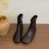 Botas de Moda Estilo Coreano para Mujer 2026 Otoño/Invierno Nuevas Punta Redonda Elegantes Versátiles de Media Pantorrilla Adelgazantes Botas Martin Combinar con Faldas