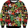 Novas Blusas de Moletom Redondas para Outono e Inverno de Natal Masculinas e Femininas Amazon Transfronteiriças com Estampa 3D Casuais Largas com Forro de Lã para Homens