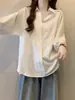Diseño chic, estilo casual, camisa de manga corta para mujer, top holgado de verano talla grande que adelgaza, camisa casual simple con cuello en V