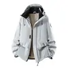 Nueva chaqueta forrada de polar para hombre para otoño e invierno, chaqueta exterior de marca de moda forrada de polar, casual, versátil, elegante, resistente al frío y al viento