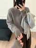 Gang Mi Apparel / Estilo Coreano Sencillo Sin Costuras Integrado Temperamento Cuello Redondo Cepillado Cálido Suéter 88% Lana