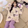 Pijama feminino plus size direto da fábrica/Exportação, manga longa e calça comprida, conjunto de roupa de casa feminino para primavera e outono 110kg