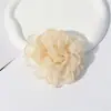 Atacado transfronteiriço coreano doce tridimensional Camélia corda de cabelo flor de tecido feita à mão puro desejo grampo de cabelo anel de cabelo cor sólida