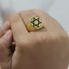 Anel Redondo de Novo Produto Transfronteiriço 22mm Gravado a Laser Estrela de Elfo Retrô Estrela de Seis Pontas Anel de Aço Inoxidável Venda por Atacado