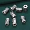 Accesorios de plata de ley moneda de plata 99 pura cuentas cilíndricas redondas accesorios retro 3D plata dura material de cuentas DIY hecho a mano joyería