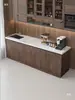Mostrador de Barra de Agua Gabinete Integrado Despensa de Oficina Barra de Bar Contra la Pared Fregadero de Mármol de Empresa Mesa de Centro Sala de Estar