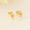 Pendientes huecos de acero inoxidable con forma de gota de cristal de lujo de moda europea y americana, pendientes ovalados simples y dulces.