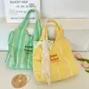 6551 Amarillo Limón Rayas Lona Cinta de Encaje Estilo Perezoso Estudiante Bolso de Hombro Gran Capacidad Chaleco