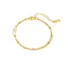 Pulsera Pequeña Cuadrada de Doble Capa para Mujer, Estilo Nuevo, Acero de Titanio Chapado en Oro de 18 Quilates, Simple y Versátil, Joyería de Moda de Lujo Ligero