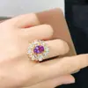 Anel de Ametista Natural Pedra Principal 7x 9mm Corpo Inteiro Rede Cor Fogo 925 Prata Seiko Cravação Fábrica Outlet