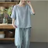 2026 Novo Estilo Artístico Simples Casual Manga Curta Camiseta para Mulheres Verão Solta e Versátil Cor Pura Casual Pulôver Top para Mulheres