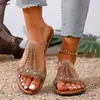 Chanclas planas de PVC con cuentas de gran tamaño transfronterizas para mujer, nuevas sandalias de playa bohemias de punta abierta para verano