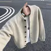 Suéter Cardigan Masculino Khaki Cleanfit com Botões Outono Malha Preguiçosa de Alta Qualidade Peça Externa Solta para Casal