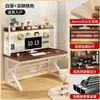 Escritorio de estudio con estantería, mesa integrada para sala de estar, escritorio para oficina en casa con panel perforado, mesa de estudio para estudiantes, mesa para computadora de escritorio