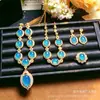 Plata s925 con incrustaciones de calcedonia colgante de superficie de huevo luz lujo moda calcedonia de hielo juego de cuatro piezas aretes anillo pulsera